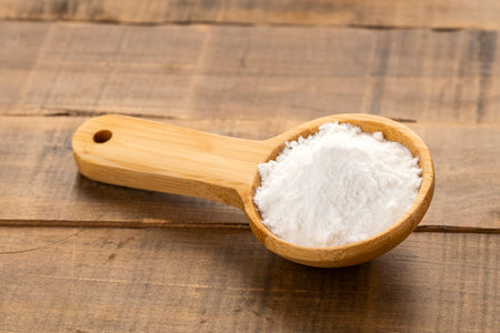Baking Soda - Crystalline Solid compound in spoonの写真素材