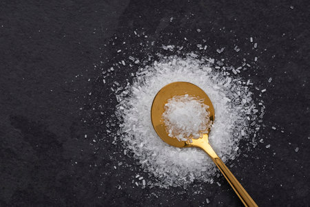 Magnesium chloride flakes, ionic mineral compoundの写真素材