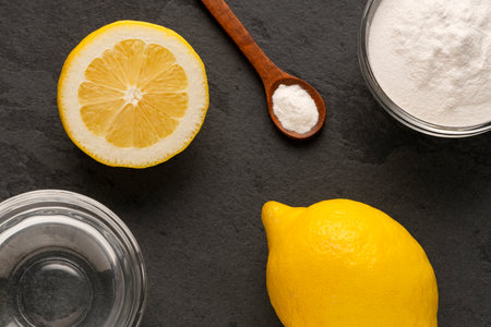 Lemon slice with vinegar and baking soda - Citrus Limon