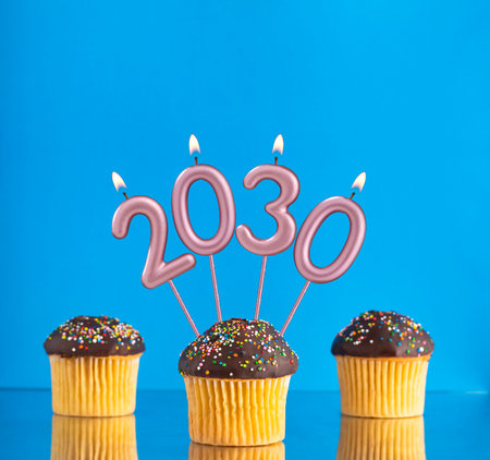 Happy New Year 2030 - Candles in the form of lit numbers