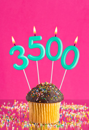 Candle number 3500 - Number of followers or likesの写真素材