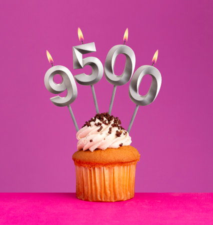 Candle number 9500 - Number of followers or likesの写真素材