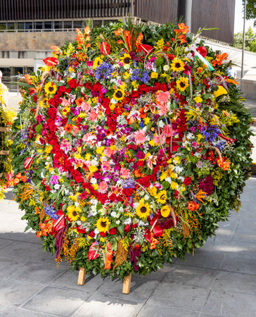 Exotic Colombian flower silletas - Colorful festival in Medellin.の写真素材