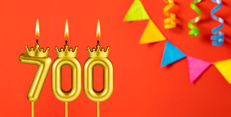 Candle number 700 - Number of followers or likesの写真素材