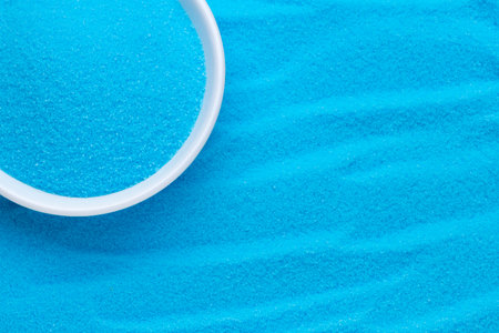 Blue sea salt in a bowlの写真素材