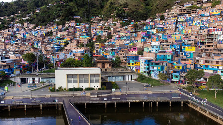 Medellin, Antioquia, Colombia. July 15, 2025. Constellations is a 14,819-square-meter contemporary urban artwork.の写真素材