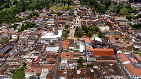 Tamesis, Antioquia - Colombia. July 22, 2025. A municipality surrounded by mountains, with 16,706 inhabitants.の写真素材