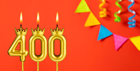 Candle number 400 - Number of followers or likesの写真素材