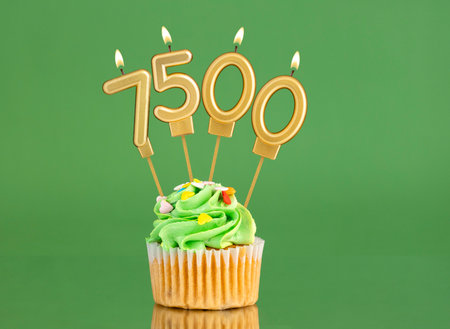 Candle number 7500 - Number of followers or likesの写真素材