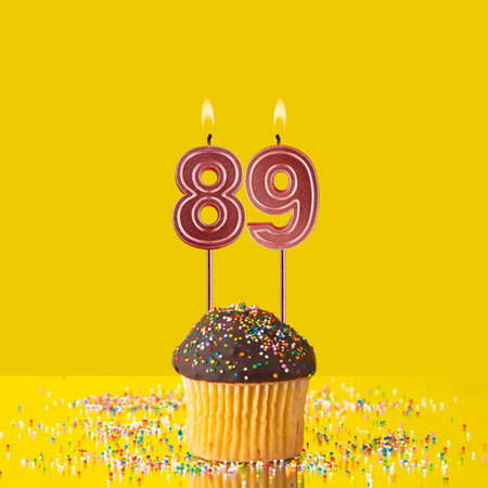 Number 89 candle - Birthday candle with chocolate cupcake