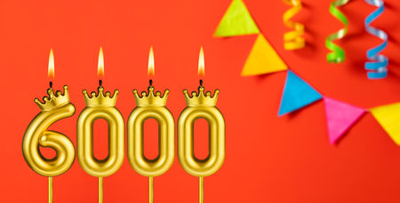 Candle number 6000 - Number of followers or likesの写真素材