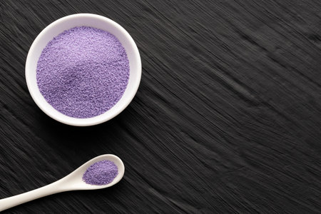 Fine blueberry-flavored sugar crystals for frostingの写真素材