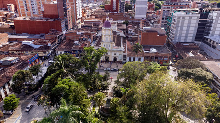 Caldas, Antioquia - Colombia. July 12, 2025. Aerial drone view. It is 1,750 meters above sea level.の写真素材