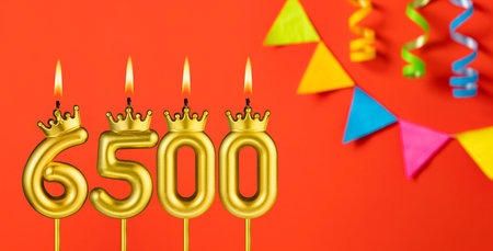 Number of followers or likes - Candle number 6500の写真素材