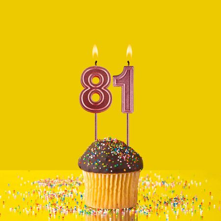 Number 81 candle - Birthday candle with chocolate cupcake