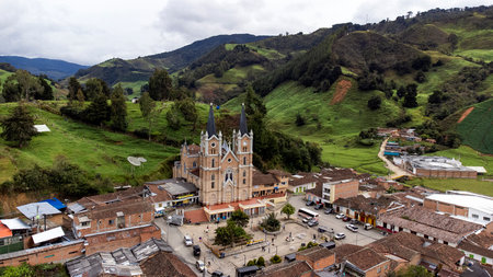 Belmira, Antioquia - Colombia. June 16, 2025. Aerial view from a drone. Municipality with 6,463...