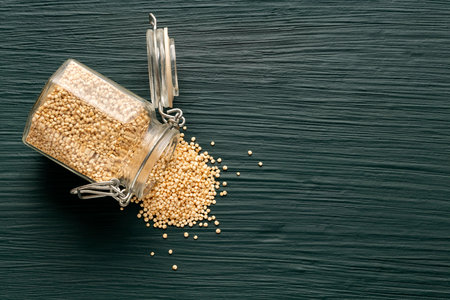 Chenopodium quinoa - quinoa seeds in a glass jar
