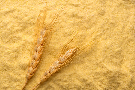 Textured wheat semolina background - Triticum
