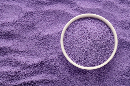 Blueberry flavored sugar in a bowlの写真素材