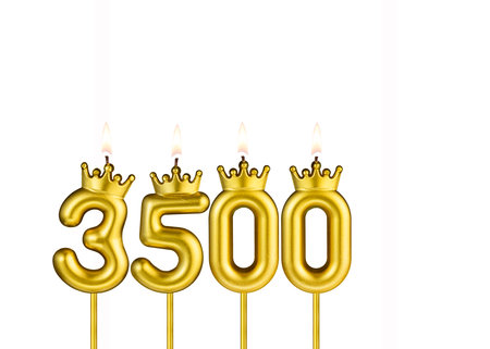 Number of followers or views - Candles form the number 3500の写真素材