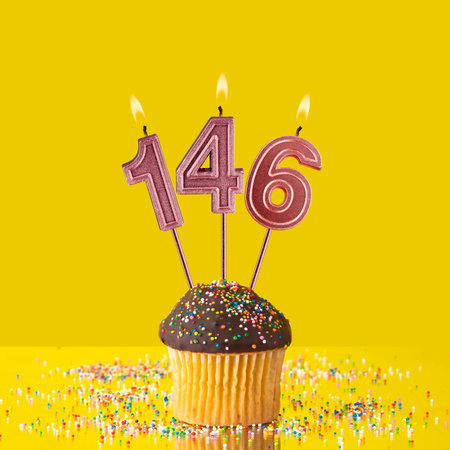 Violet candles forming the number 146.