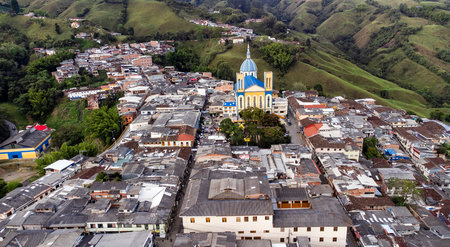 Aranzazu, Caldas - Colombia. October 6, 2025. Aerial drone view. It is one of the 27 municipalities in the department.の写真素材