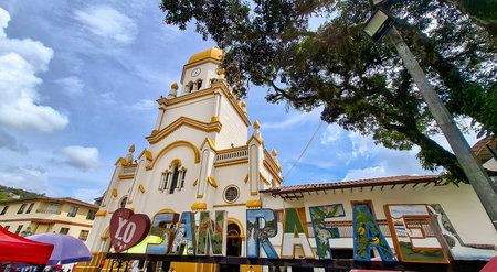 San Rafael, Antioquia - Colombia. November 23, 2025. Basilica of Saint Raphael the Archangel, a Catholic church.のeditorial素材