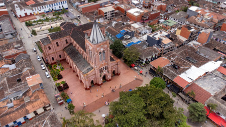 San Roque, Antioquia - Colombia. December 28, 2025. The construction of the church of San Roque began in 1880のeditorial素材
