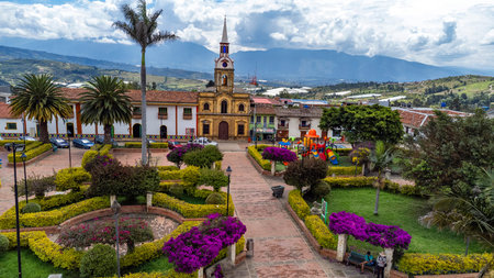 Santa Sofia, Boyaca - Colombia. March 9, 2026. Our Lady of Mount Carmen Church, a Catholic church.のeditorial素材