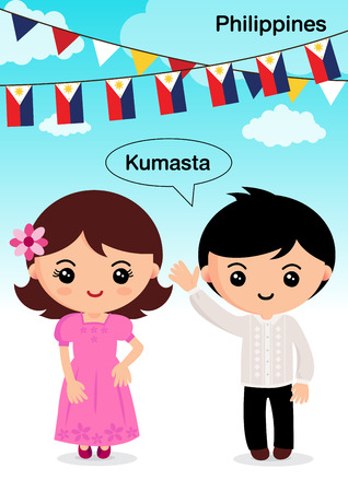 Philippines traditional costume, aec, asean のイラスト素材