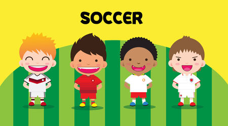 Character design with soccer players, set cartoonのイラスト素材