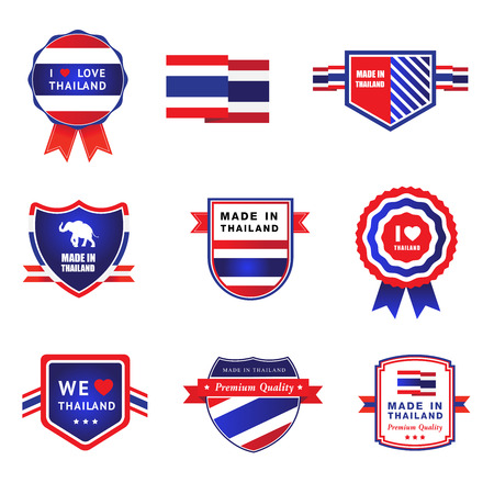 Collection made in thailand label, i love thailand sticker symbol element design のイラスト素材