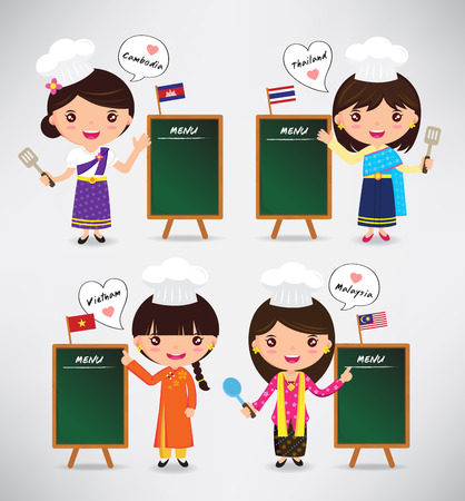 cartoon chefs international character - vector Illustrationのイラスト素材