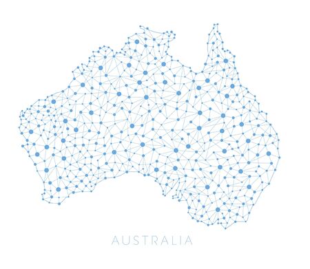 Australia Map Network connections Vectorのイラスト素材