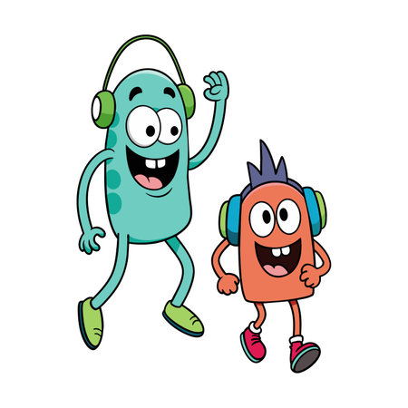 Little monster with headphone vector illustration.のイラスト素材