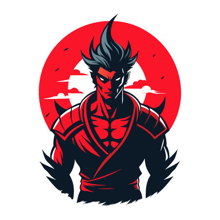 Modern red warrior illustrationのイラスト素材