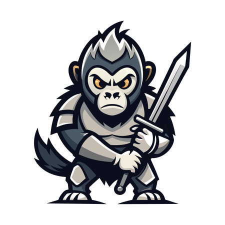 Little gorilla warrior logo illustrationのイラスト素材