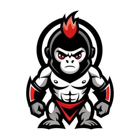 Little gorilla warrior logo illustrationのイラスト素材