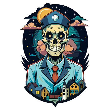 Rustic doctor skull hospital illustrationのイラスト素材