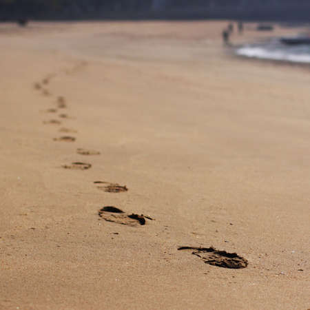 Footprint on the beach in Xiamen, Chinaの写真素材