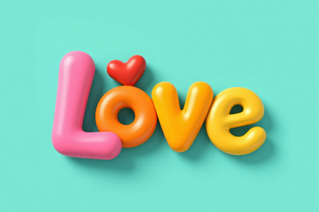 Sweet love balloon words, colorful balloons full of loveの素材