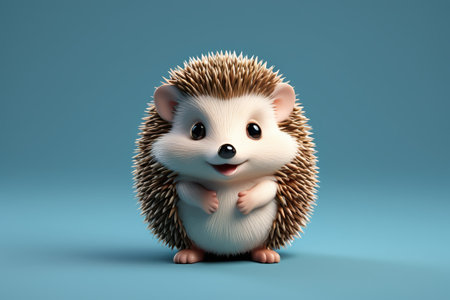 The smile of the cute little hedgehog, the healing style of the cartoon hedgehogの素材