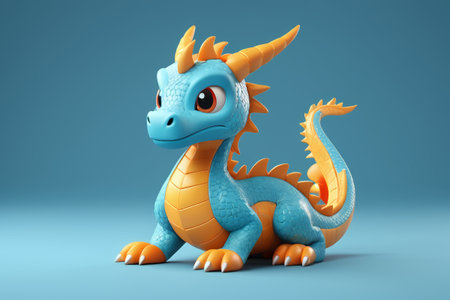 The fantasy adventure of Q cute little dragon, the sweet dreamland of cartoon dragonの素材
