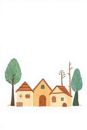 Warm daily life in a fairy-tale town, peaceful time in a hand-painted houseの素材