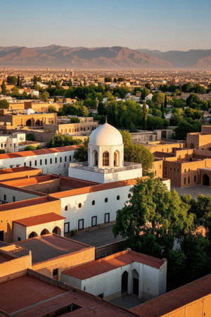 Ancient city features with domed architecture, sunset view of the ancient city of Maliの素材