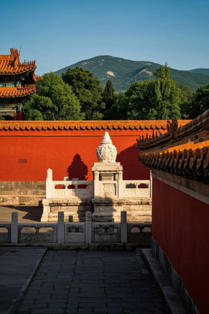 The tranquility under the red walls of the ancient capital, the solemnity and tranquility of the royal gardensの素材