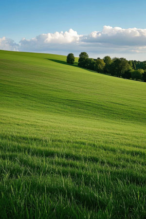 Grassy trees and blue sky picturesの素材
