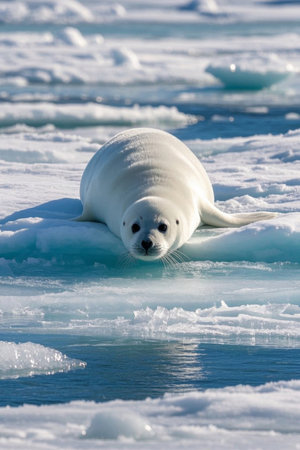 Picture of lying on ice in the middle of the seaの素材