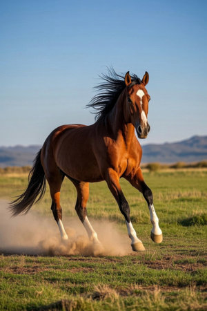 A horse running in the grass Imagesの素材