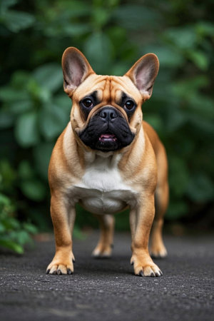Picture of a puppy standing on a paved roadの素材